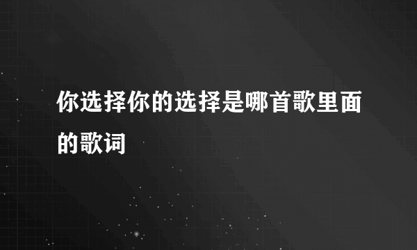 你选择你的选择是哪首歌里面的歌词