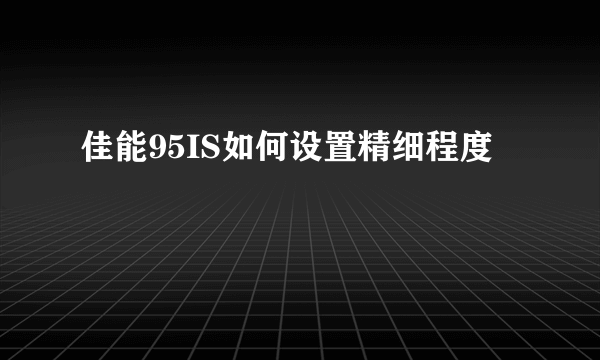 佳能95IS如何设置精细程度