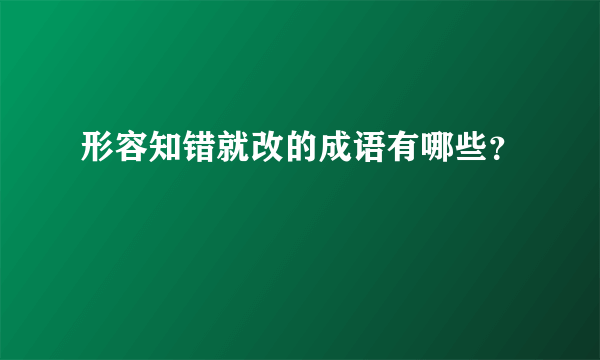 形容知错就改的成语有哪些？