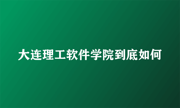 大连理工软件学院到底如何