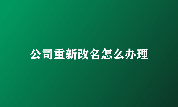 公司重新改名怎么办理