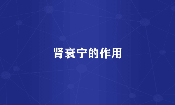 肾衰宁的作用