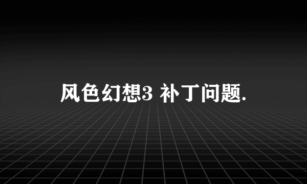 风色幻想3 补丁问题.