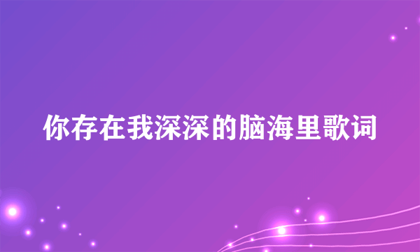 你存在我深深的脑海里歌词