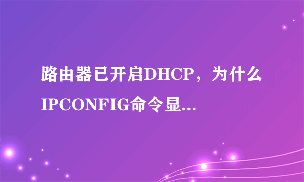 路由器已开启DHCP，为什么IPCONFIG命令显示“DhcpEnabled”为“no”？电脑的DHCP也已经开启。