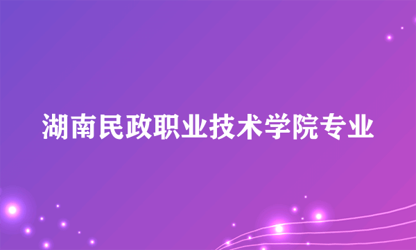 湖南民政职业技术学院专业