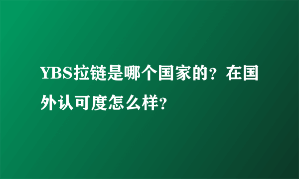 YBS拉链是哪个国家的？在国外认可度怎么样？