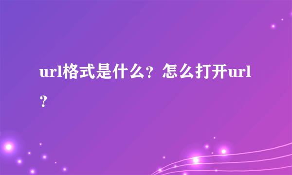 url格式是什么？怎么打开url？