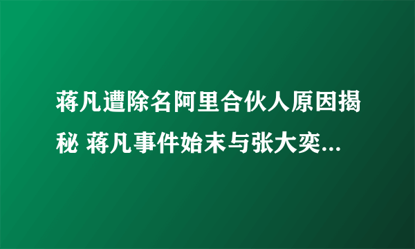 蒋凡遭除名阿里合伙人原因揭秘 蒋凡事件始末与张大奕到底什么关系