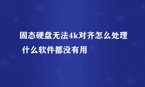 固态硬盘无法4k对齐怎么处理 什么软件都没有用