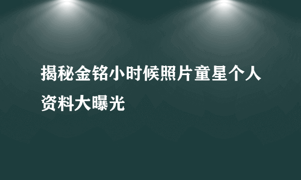 揭秘金铭小时候照片童星个人资料大曝光