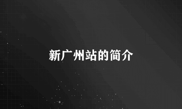 新广州站的简介
