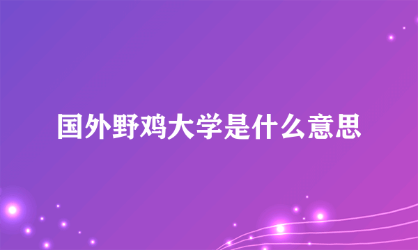 国外野鸡大学是什么意思
