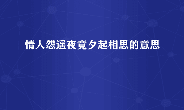 情人怨遥夜竟夕起相思的意思