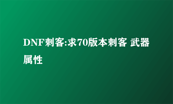 DNF刺客:求70版本刺客 武器属性