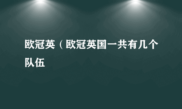 欧冠英（欧冠英国一共有几个队伍