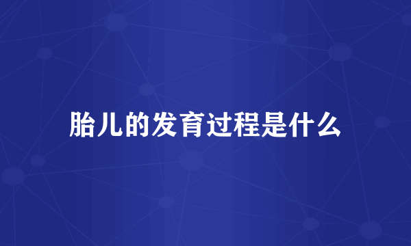 胎儿的发育过程是什么