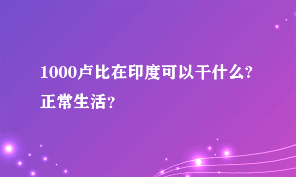 1000卢比在印度可以干什么?正常生活？