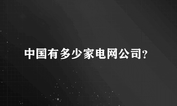 中国有多少家电网公司？