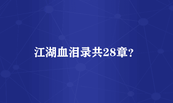 江湖血泪录共28章？