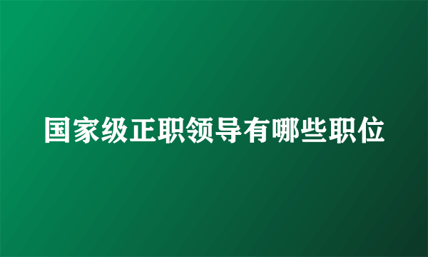 国家级正职领导有哪些职位