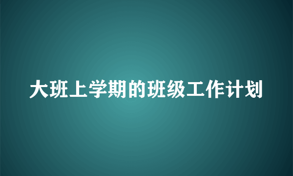 大班上学期的班级工作计划