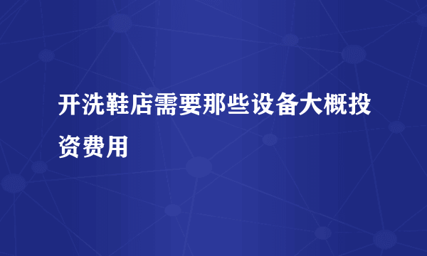 开洗鞋店需要那些设备大概投资费用