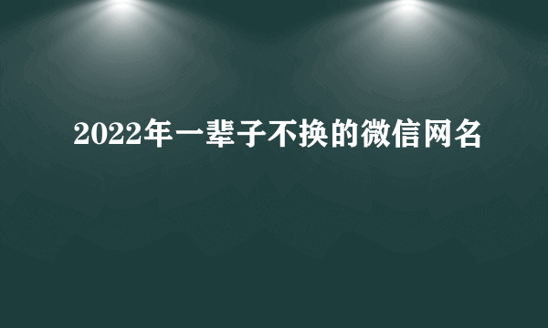 2022年一辈子不换的微信网名