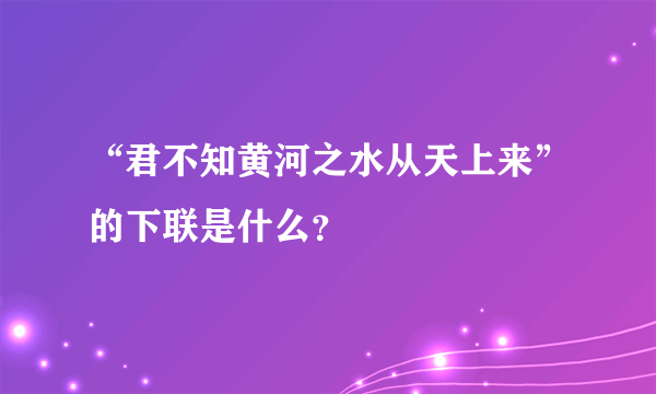 “君不知黄河之水从天上来”的下联是什么？