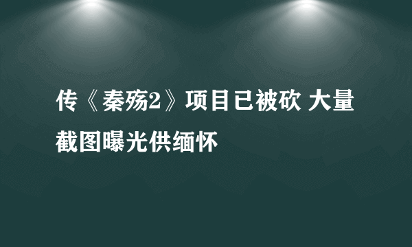 传《秦殇2》项目已被砍 大量截图曝光供缅怀