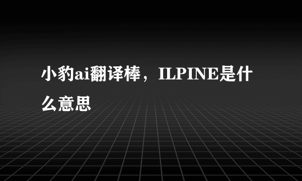 小豹ai翻译棒，ILPINE是什么意思