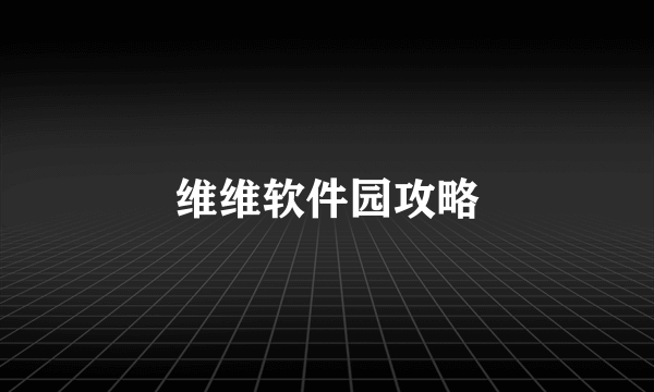 维维软件园攻略