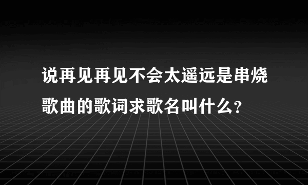 说再见再见不会太遥远是串烧歌曲的歌词求歌名叫什么？