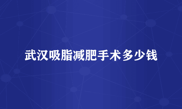 武汉吸脂减肥手术多少钱