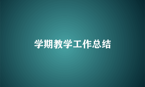 学期教学工作总结