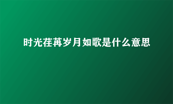 时光荏苒岁月如歌是什么意思