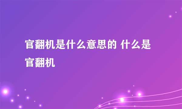 官翻机是什么意思的 什么是官翻机