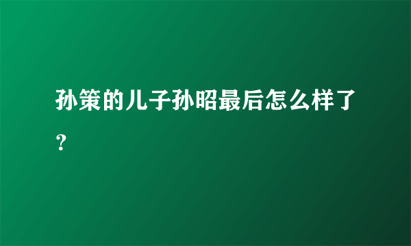 孙策的儿子孙昭最后怎么样了？