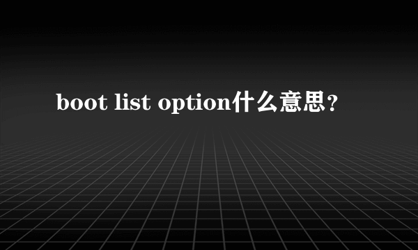 boot list option什么意思？