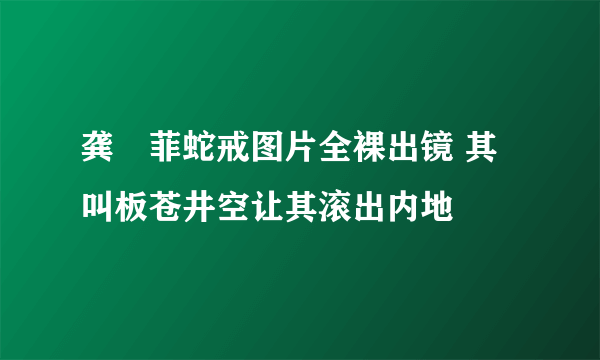 龚玥菲蛇戒图片全裸出镜 其叫板苍井空让其滚出内地