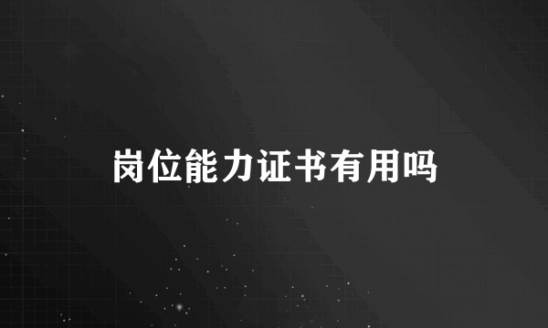 岗位能力证书有用吗