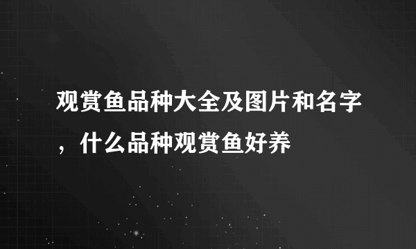 观赏鱼品种大全及图片和名字，什么品种观赏鱼好养
