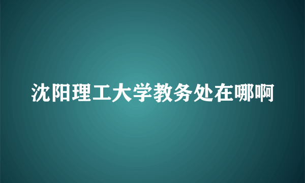 沈阳理工大学教务处在哪啊