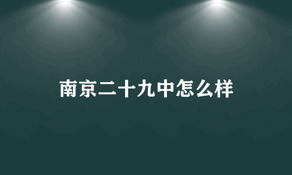 南京二十九中怎么样