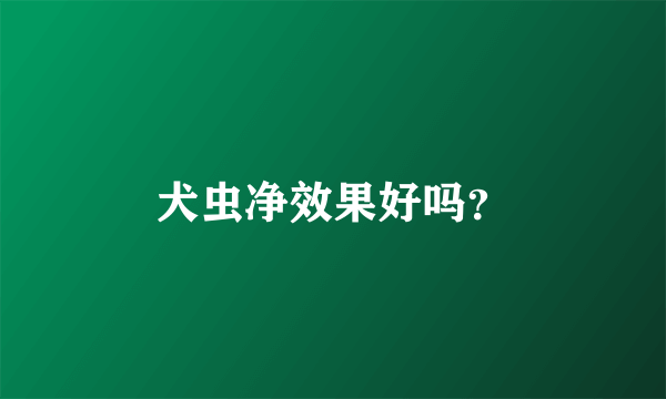 犬虫净效果好吗？