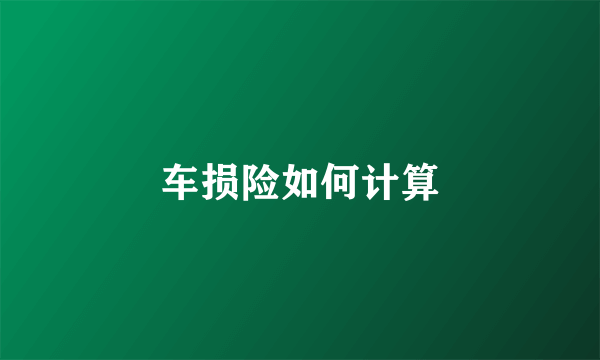 车损险如何计算