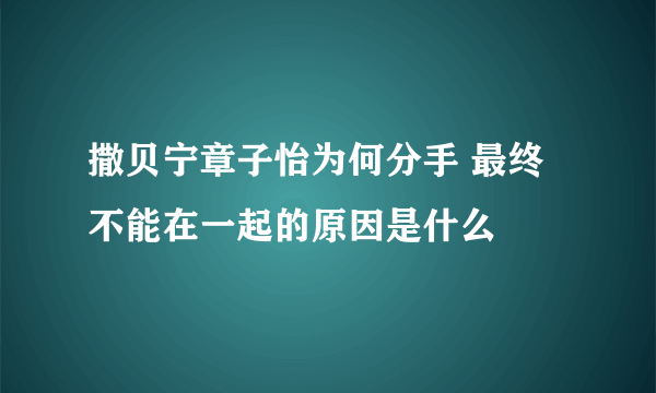 撒贝宁章子怡为何分手 最终不能在一起的原因是什么