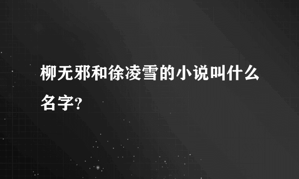 柳无邪和徐凌雪的小说叫什么名字？