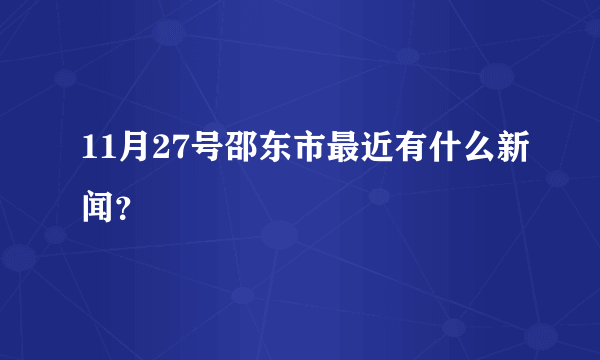 11月27号邵东市最近有什么新闻？