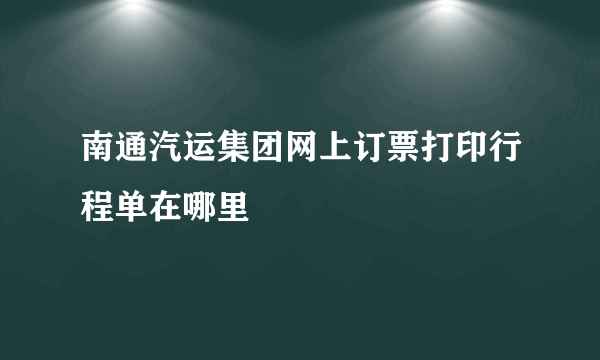 南通汽运集团网上订票打印行程单在哪里
